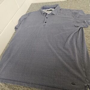 Quieti Polo Shirt Mens Extra Large Blue White Gradient Striped Short Sleeve Golf